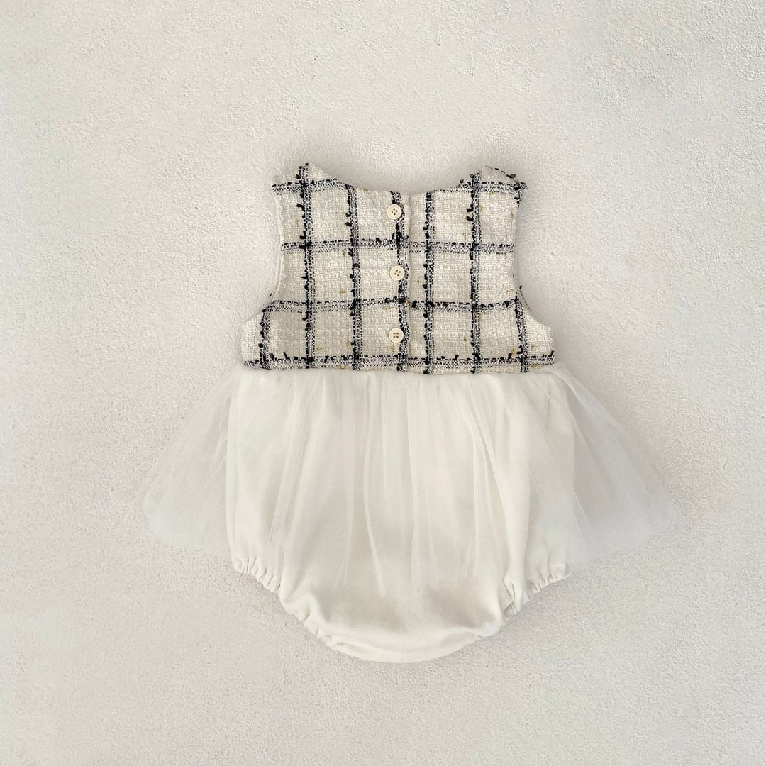 【73-100】ノースリーブチュールロンパース