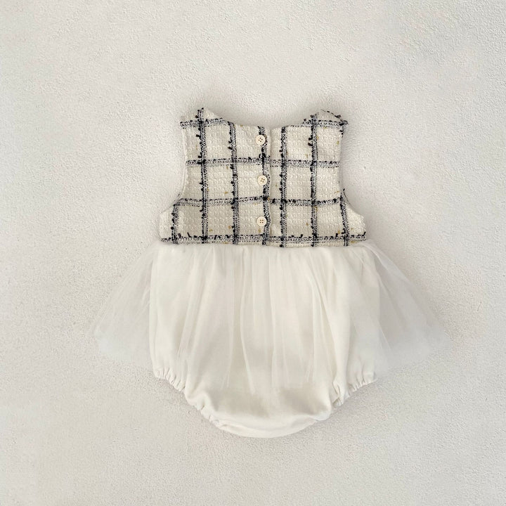 【73-100】ノースリーブチュールロンパース