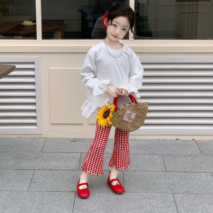 【90-140】レースデザインロングTシャツ