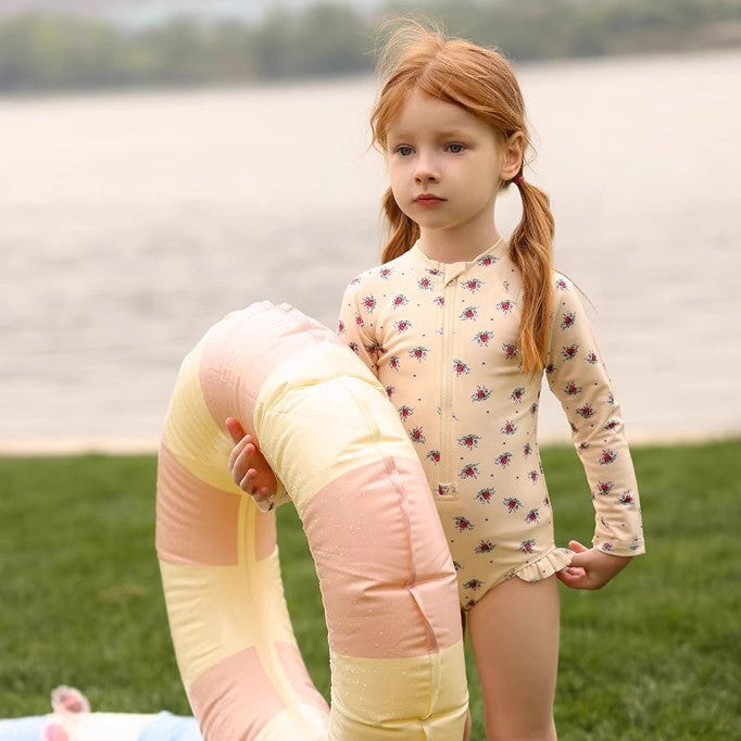 【90-150】フロントジップ総柄スイムウェア