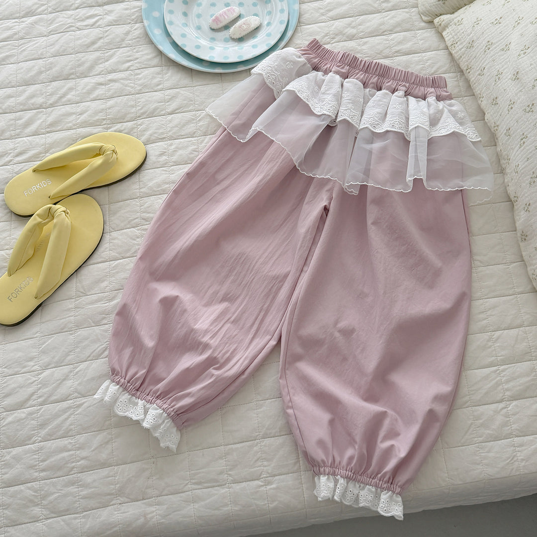 【90-150】レースデザインロングパンツ