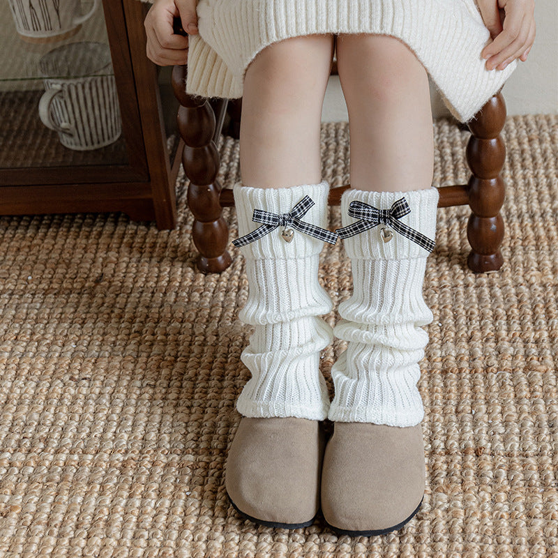 リボン＆ハートモチーフレッグウォーマー