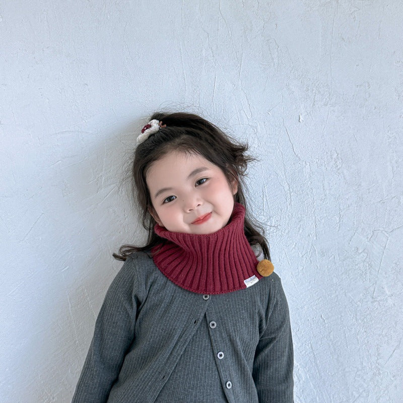 ポンポン付きニットネックウォーマー