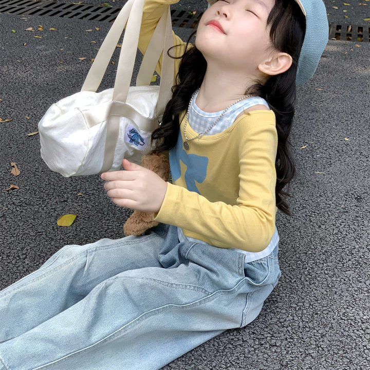 【90-150】膝タックデニムパンツ