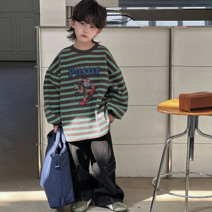 【90-150】ワイドカーゴデニムパンツ