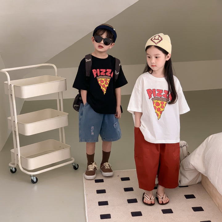 【90-150】PIZZAプリントTシャツ