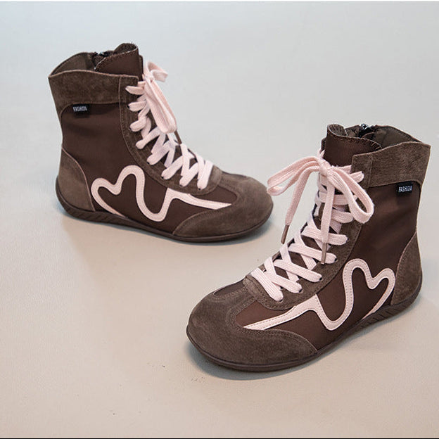 【16.0-22.0】ラインデザインレースアップブーツ