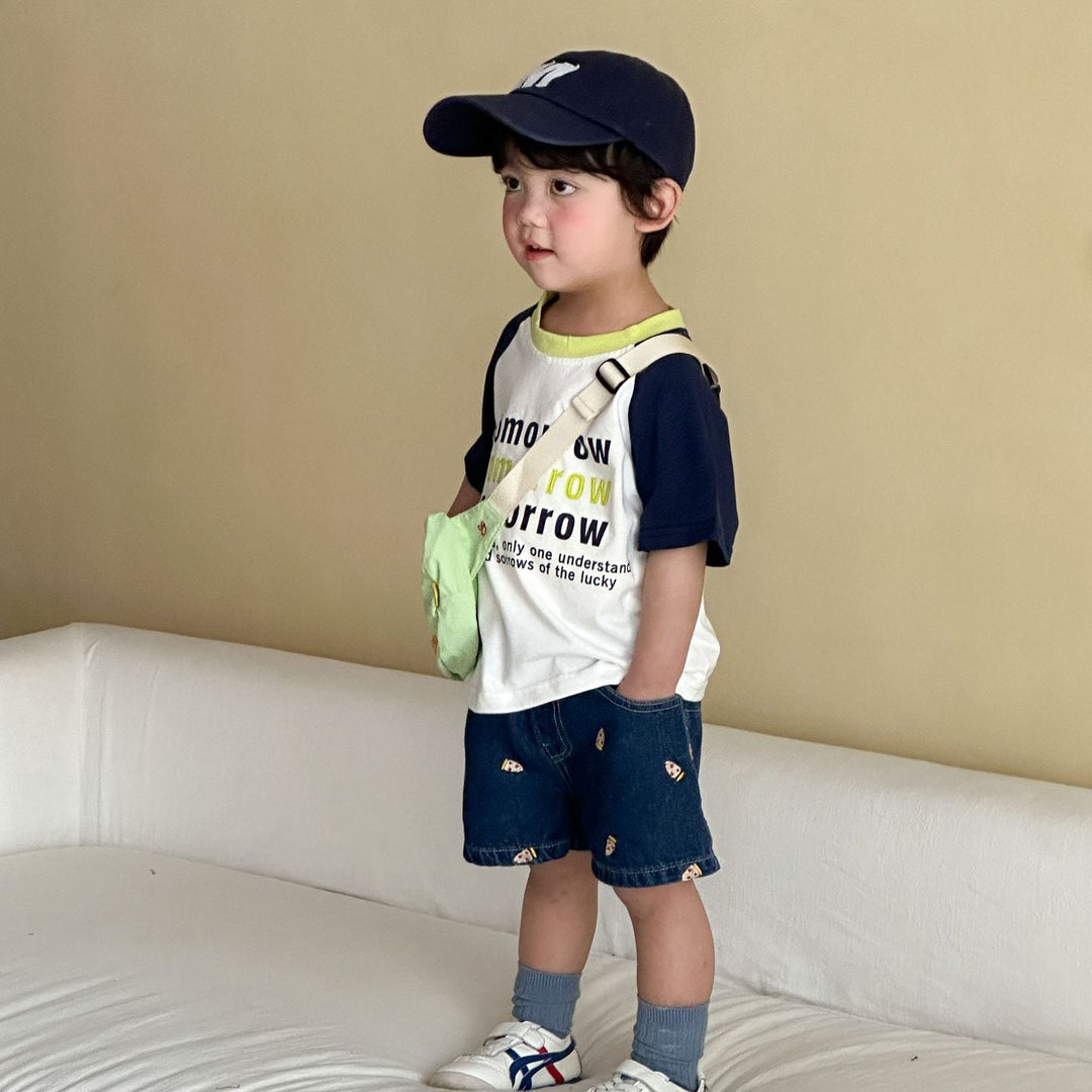 【80-150】英字ロゴラグランスリーブTシャツ