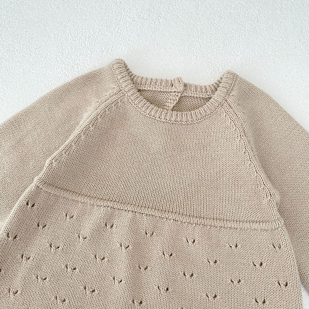 【73-90】シンプルニット長袖ロンパース