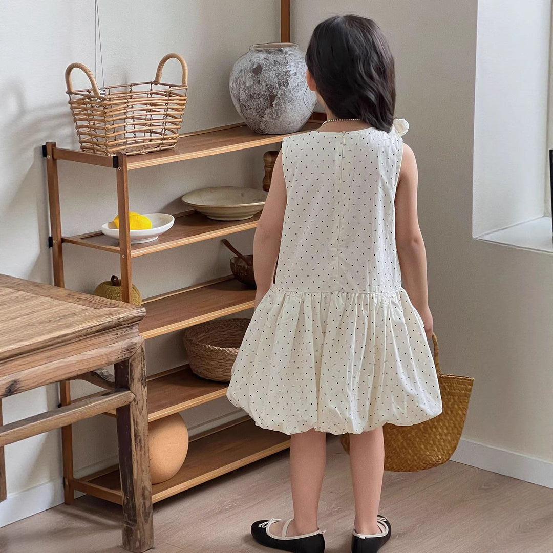 【90-140】ドット柄デザイン切替ワンピース