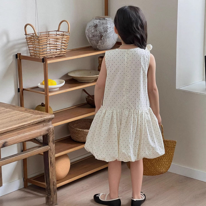 【90-140】ドット柄デザイン切替ワンピース