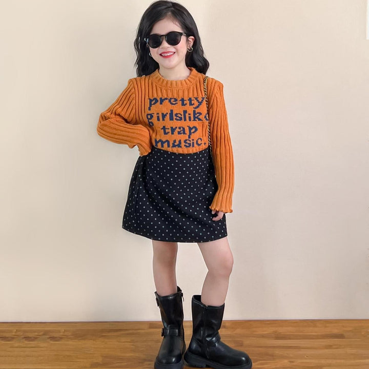 【90-140】フロントロゴリブニットトップス