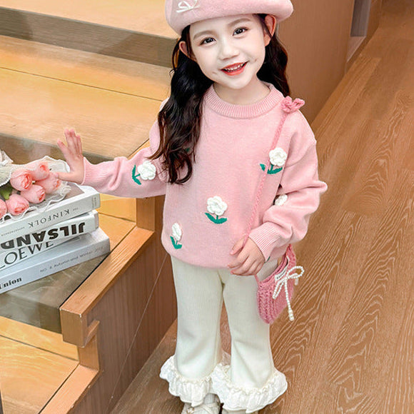 【90-140】レースヘムフレアロングパンツ