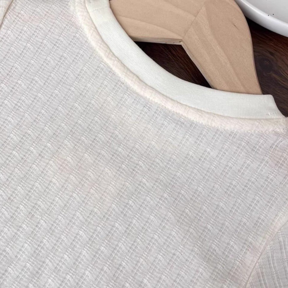 【90-140】レーヤード風レースヘムTシャツ