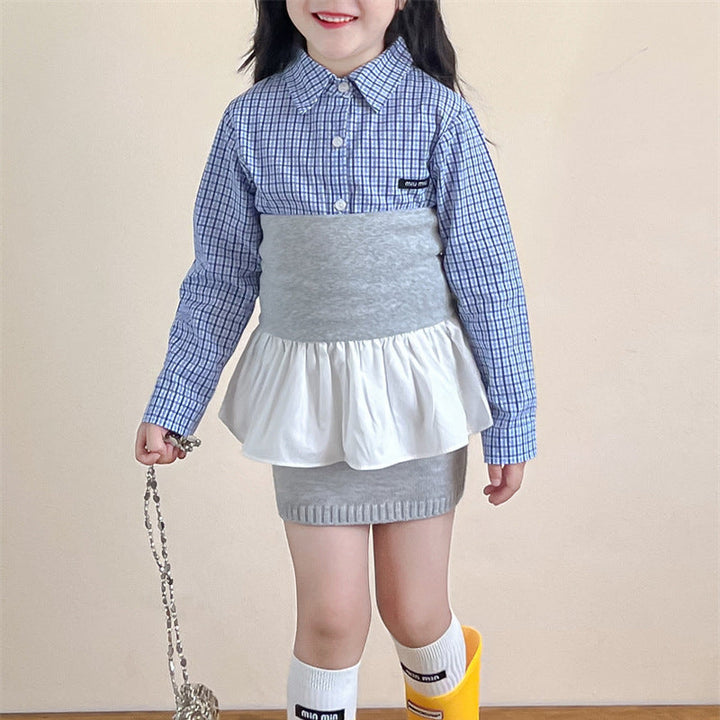 【90-140】シンプルチェック柄シャツ