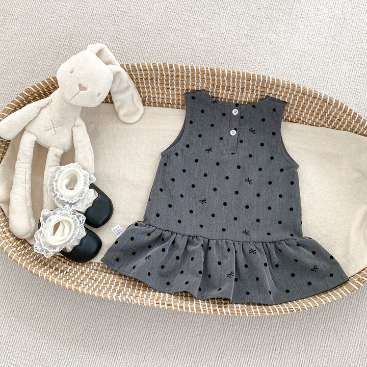 【73-120】リボン＆ドット柄ジャンパースカート