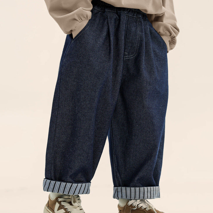 【90-140】ストライプデザインロングパンツ