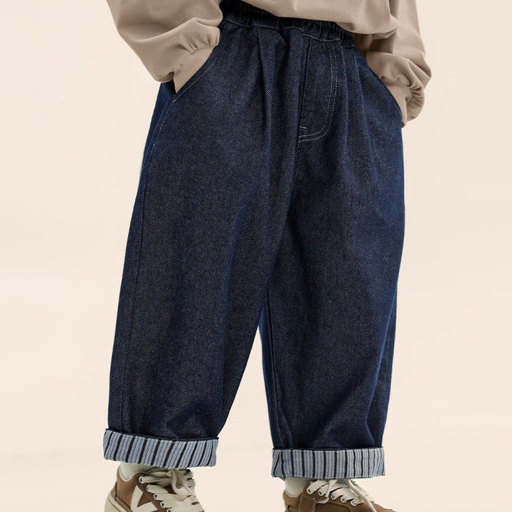 【90-140】ストライプデザインロングパンツ