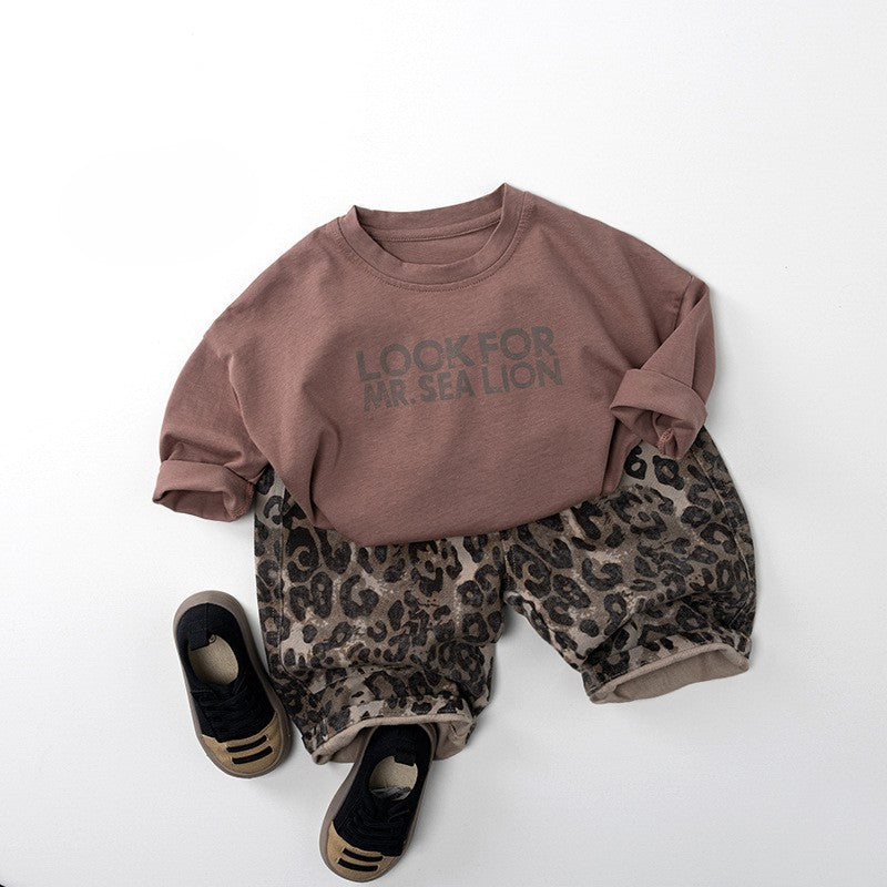 【80-130】ロゴデザイン長袖Tシャツ