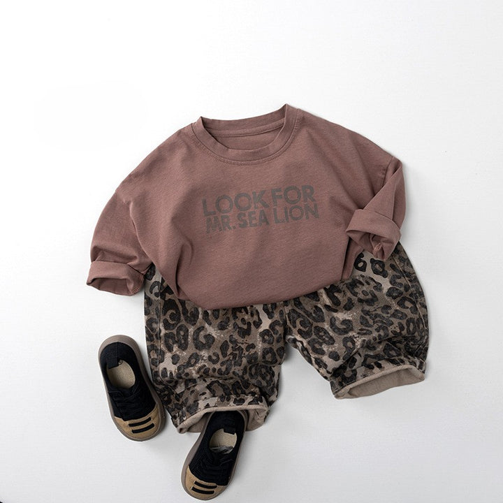 【80-130】ロゴデザイン長袖Tシャツ