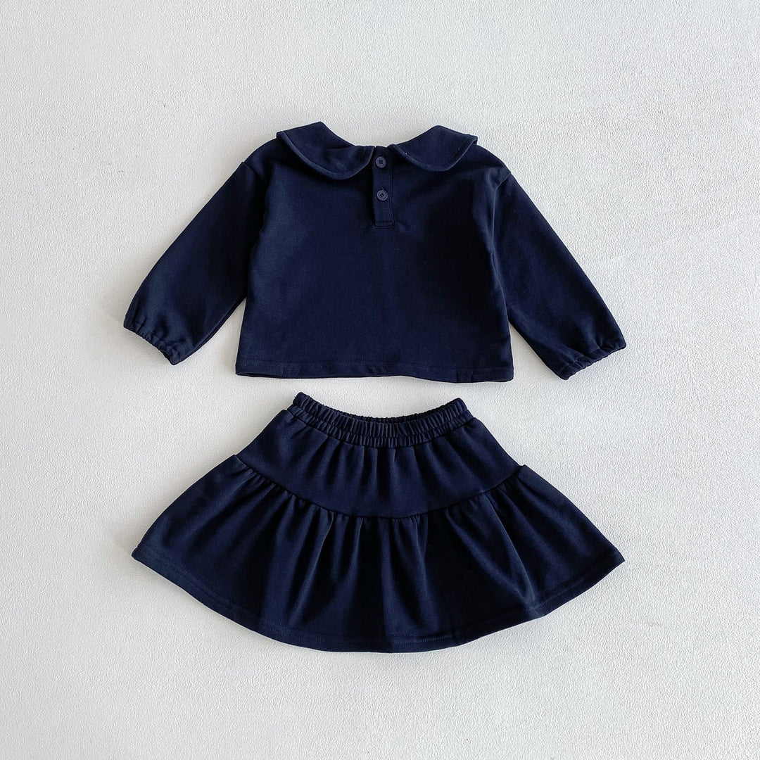 【73-110】ワンポイントリボントップス×スカートセット