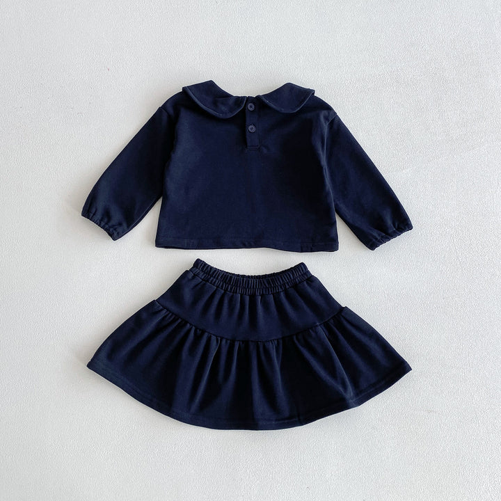 【73-110】ワンポイントリボントップス×スカートセット