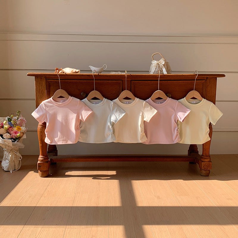 【90-150】シャーリングシンプルTシャツ