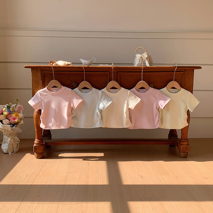 【90-150】シャーリングシンプルTシャツ