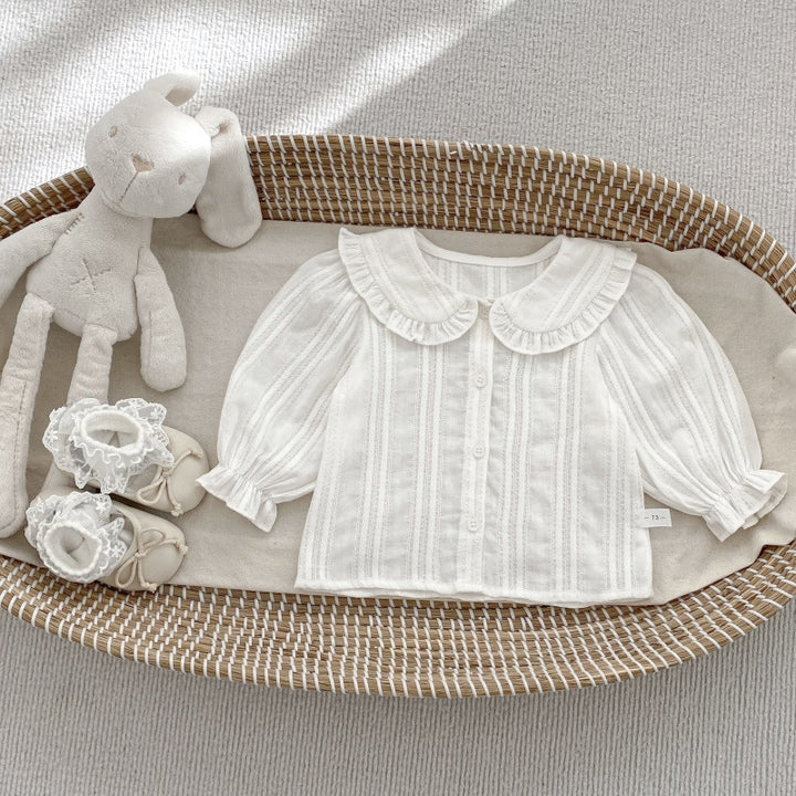 【73-120】襟付きフリルデザインシャツ