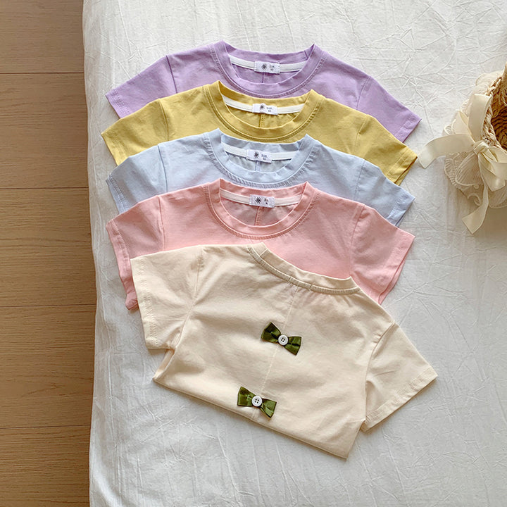 【90-140】バックカット＆リボンTシャツ