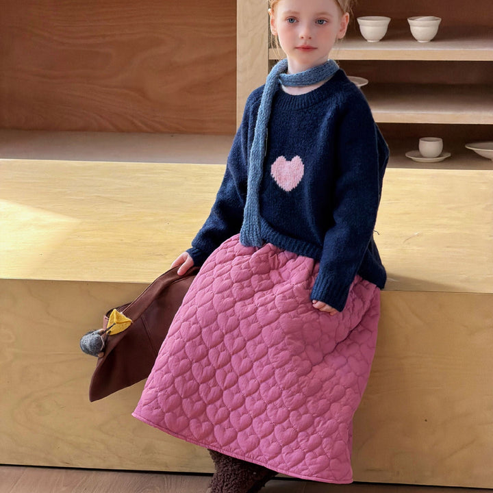 【90-150】ハートキルティングロングスカート