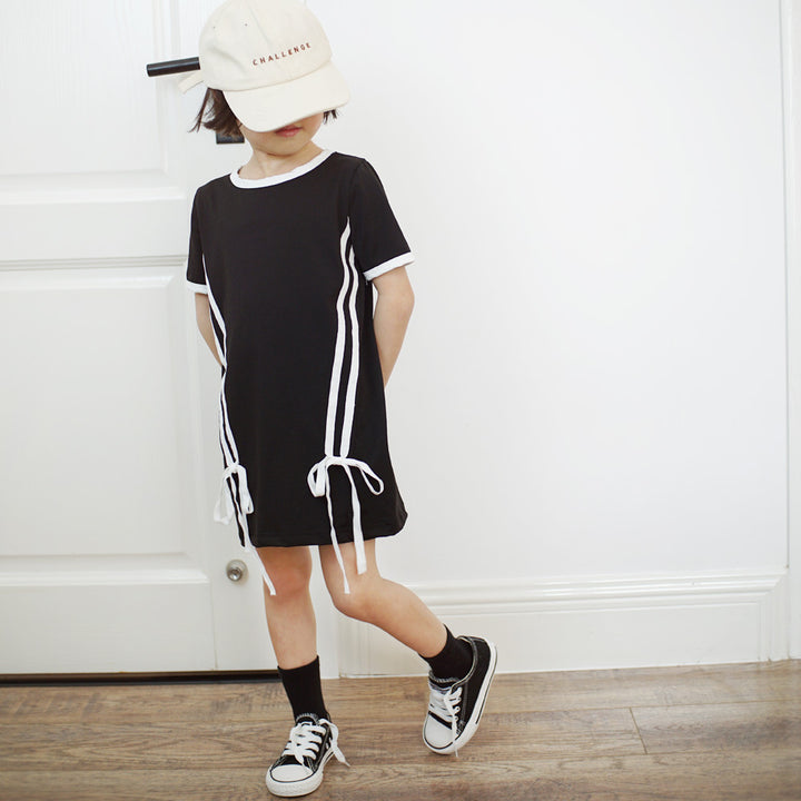 【90-140】サイドラインデザインTシャツワンピース