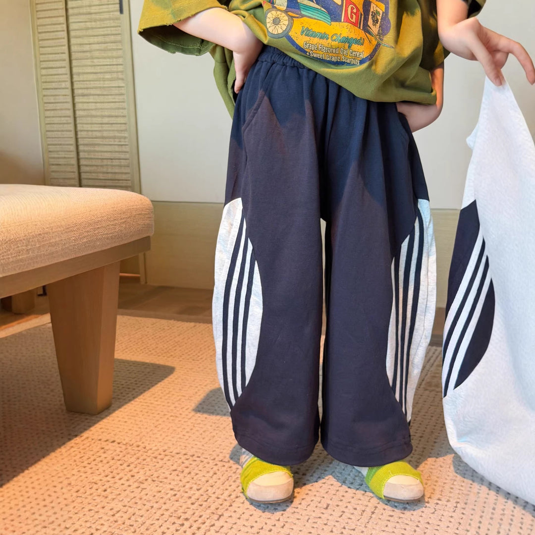【90-150】サイドラインデザインカジュアルパンツ