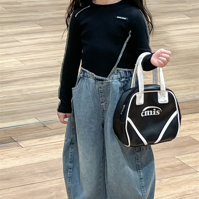 【90-140】ワイドデニムパンツ