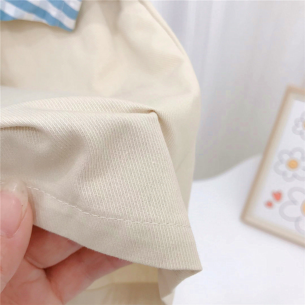 【80-130】ストライプ半袖シャツ×ハーフパンツセット