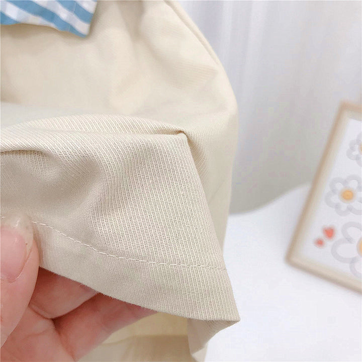 【80-130】ストライプ半袖シャツ×ハーフパンツセット