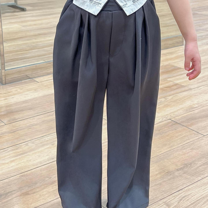 【90-140】ウエストデザインワイドパンツ