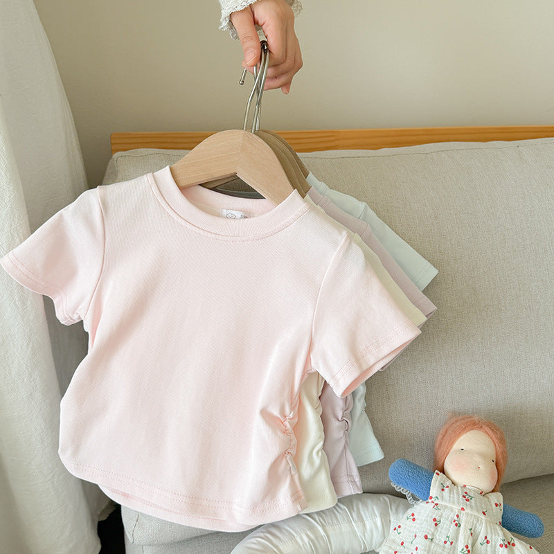 【90-150】ギャザーTシャツ×ロングパンツセット