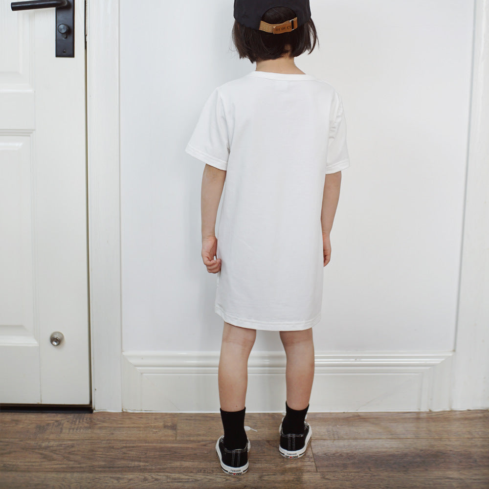 【90-150】ドット柄ビッグリボンTシャツワンピース