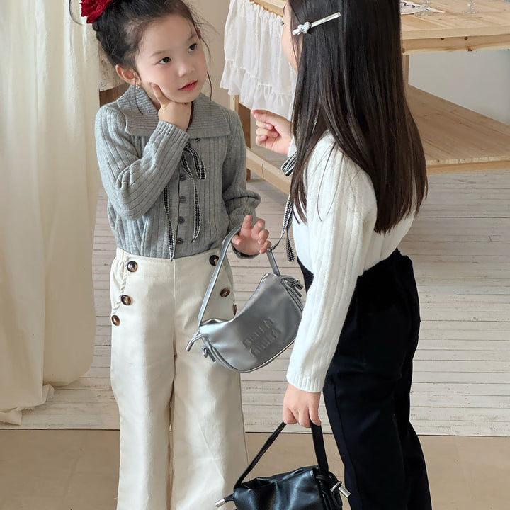 【90-150】サイドボタンワイドパンツ