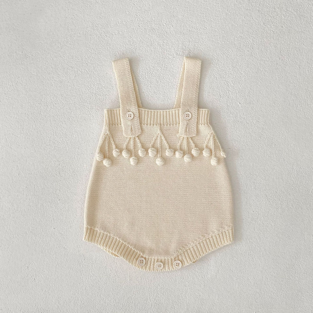 【73-100】ポンポンデザインショートロンパース