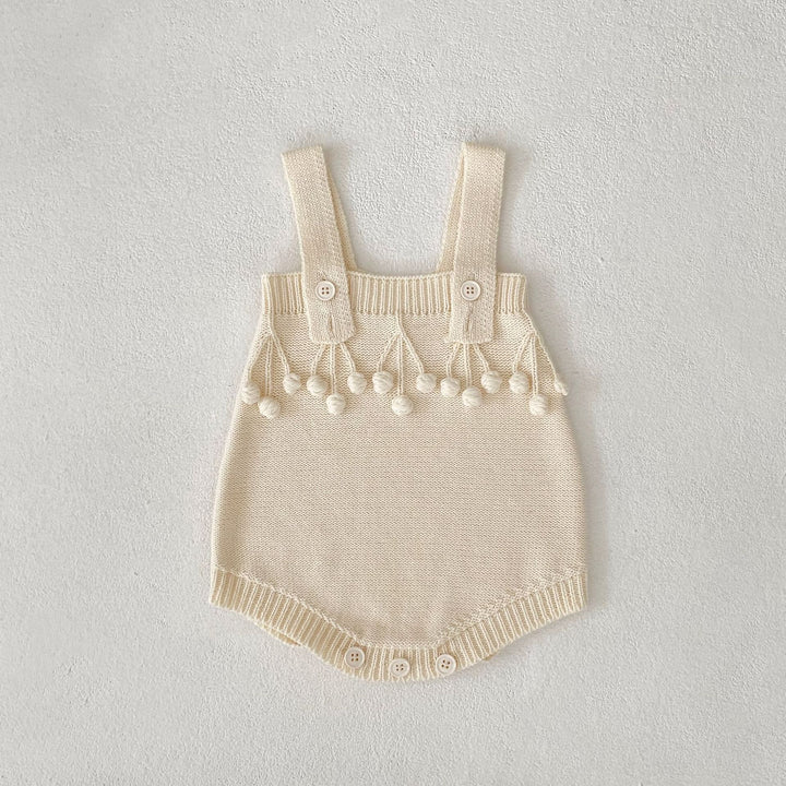 【73-100】ポンポンデザインショートロンパース