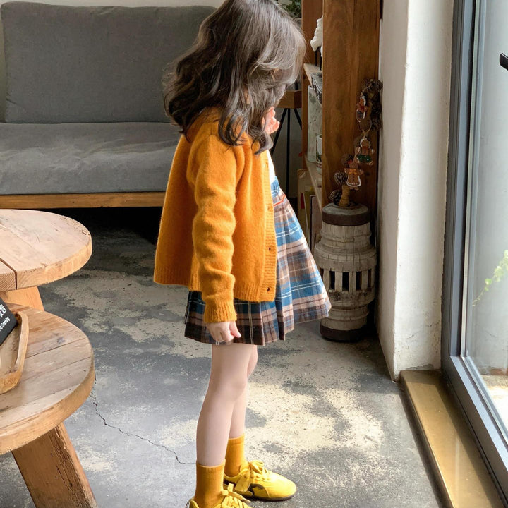 【90-140】チェック柄ボックスプリーツミニスカート