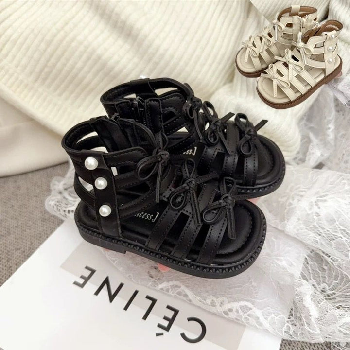 【12.0-18.5】リボン×パールアンクルサンダル