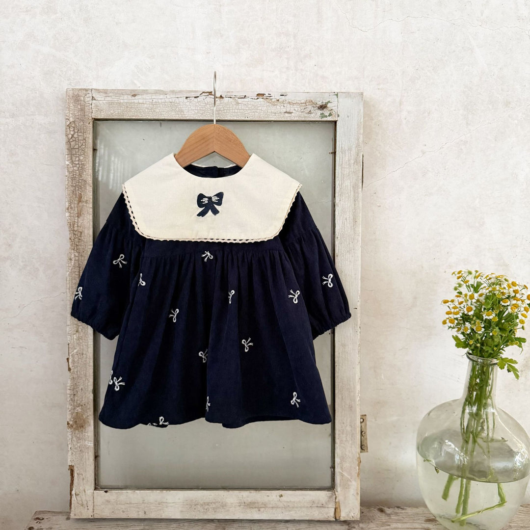 【73-120】リボンデザイン長袖ワンピース