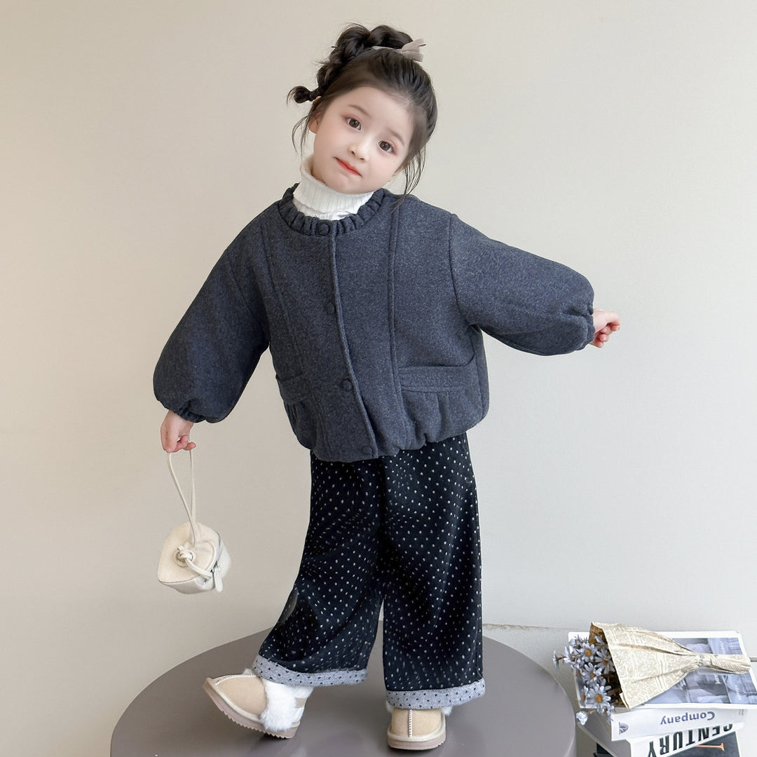 【90-140】ノーカラーギャザーブルゾン