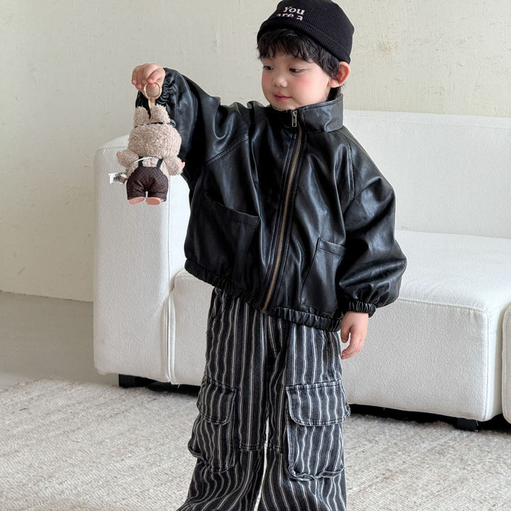 【80-150】裏フリースレザー風ジャケット