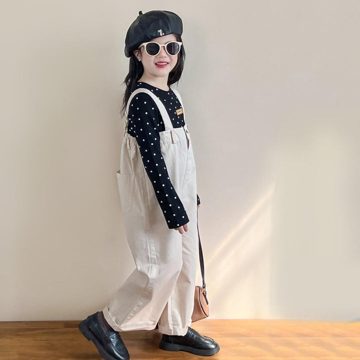 【90-140】ドット柄長袖トップス