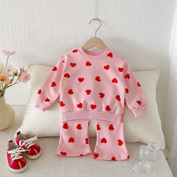 【80-130】ハート柄スウェットセットアップ