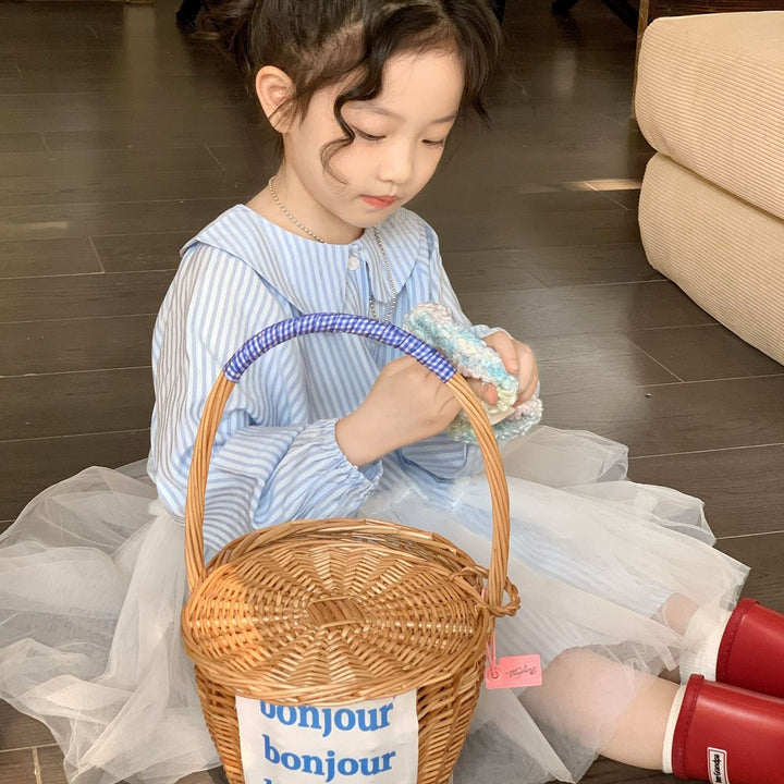 【90-140】襟付きデザイン切替ワンピース